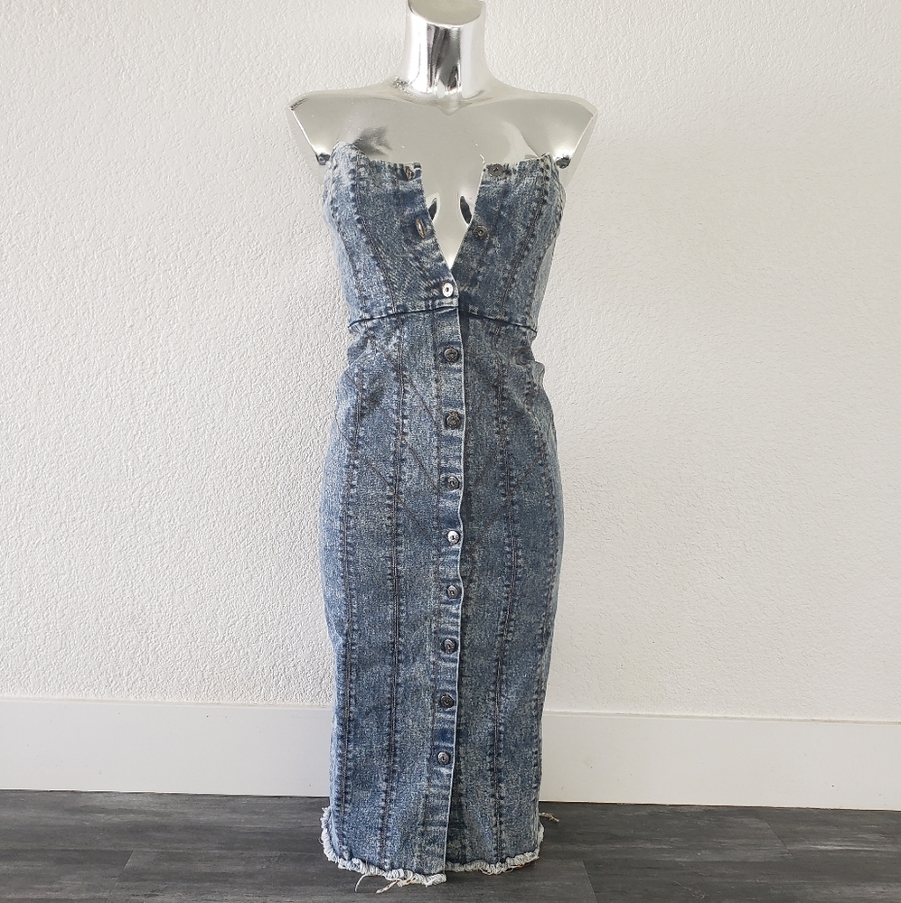 Denim Acid Wash MISHA Collection Aquila Midi